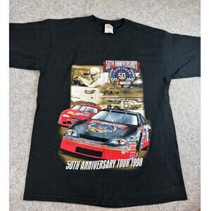 Vintage 90s NASCAR 50th Anniversary Tour Winston Cup Shirt Mens XL Black Tee